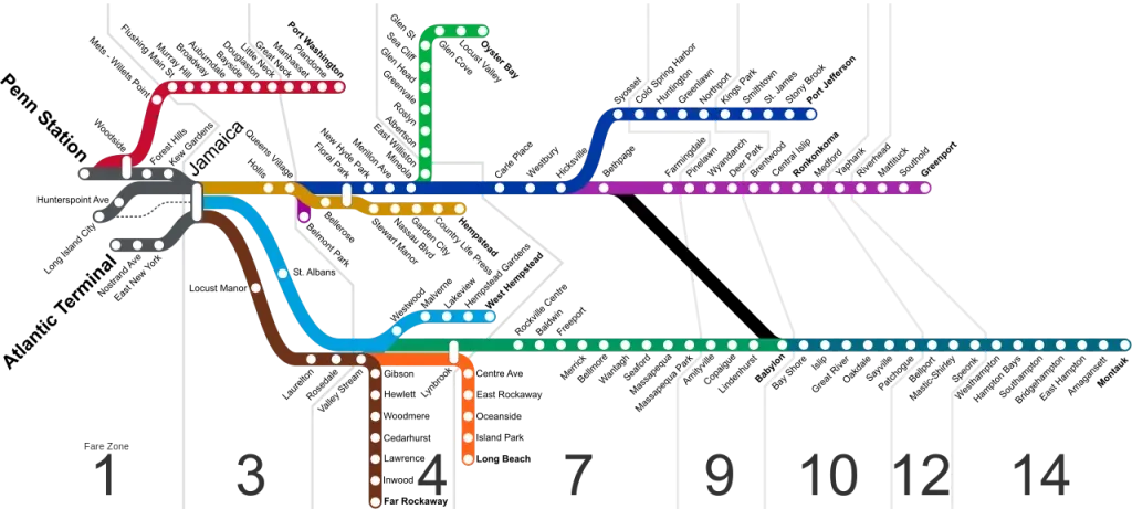 LIRR Stops Map by Branch